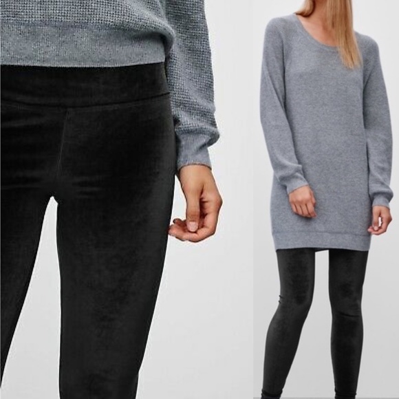 Aritzia Talula Black Velvet Leggings Pull On Sz‎ Sm - Picture 4 of 16